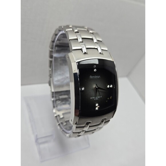 Armitron 20 4507SV Mens Rectangular Stainless Steel Quartz Watch New Battery 50m - Picture 3 of 11